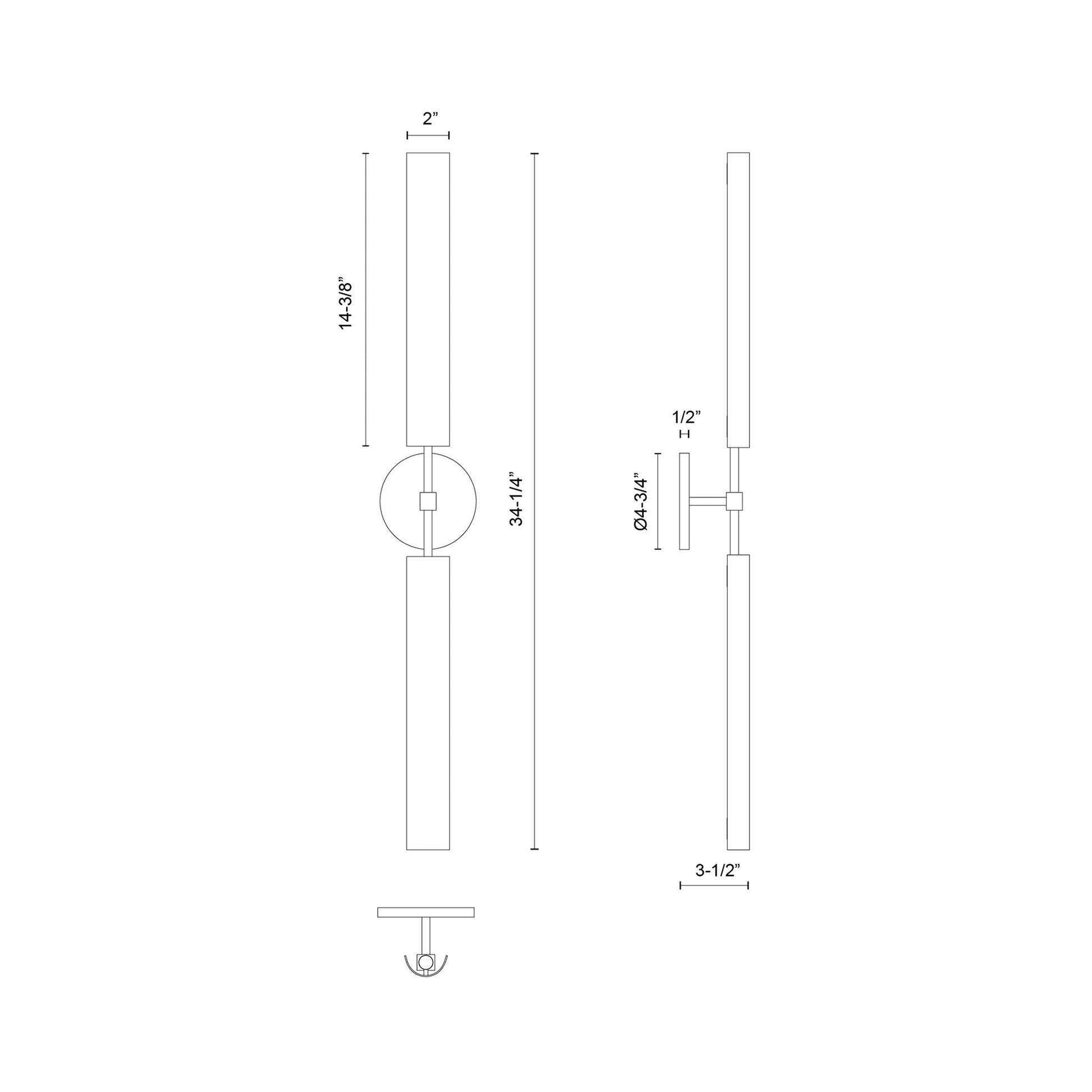 Astrid LED Bath Vanity Wall Light - line drawing.