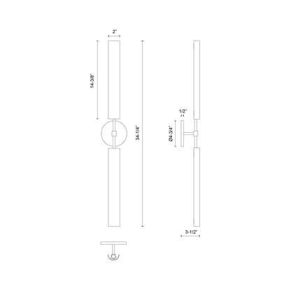 Astrid LED Bath Vanity Wall Light - line drawing.