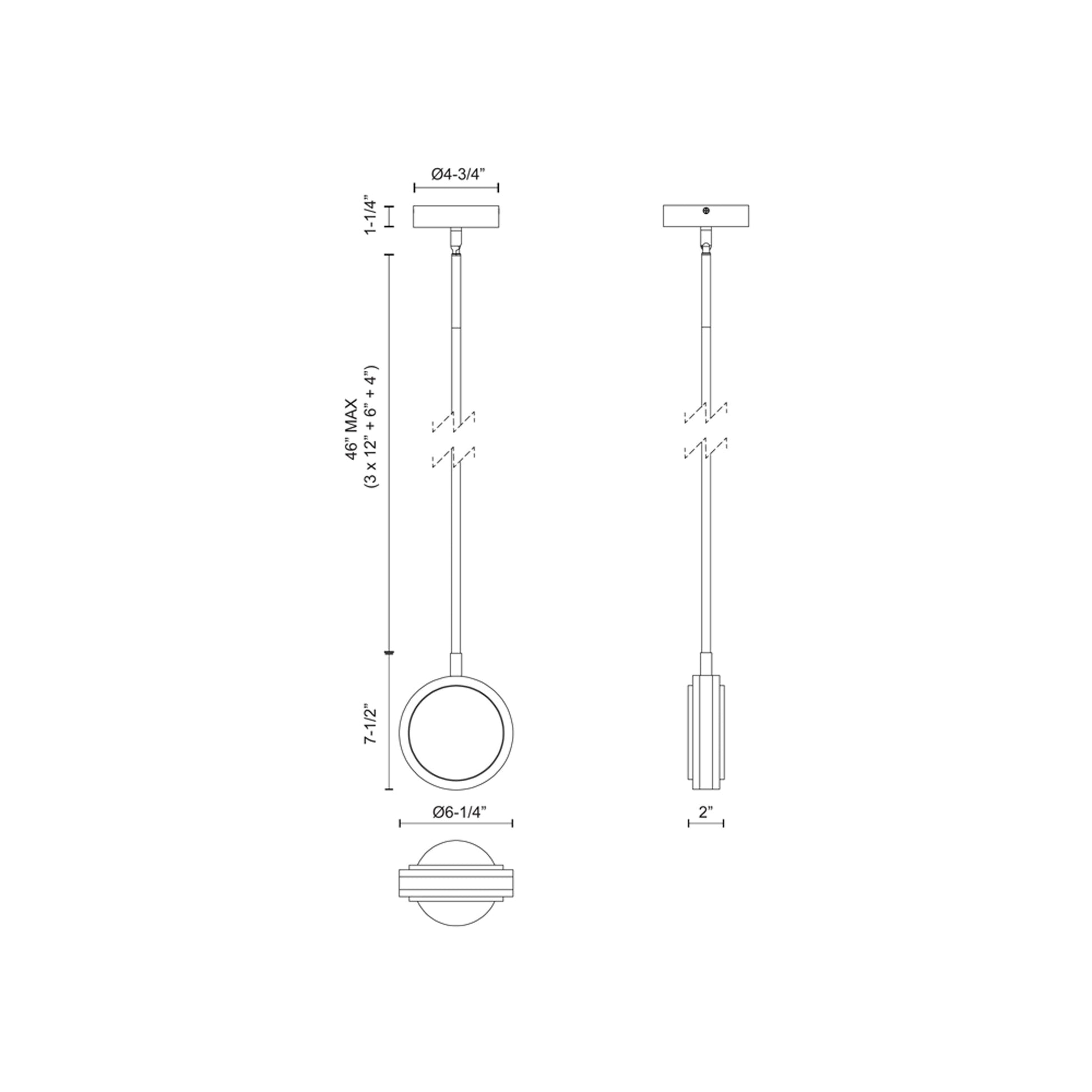 Blanco LED Pendant Light - line drawing.