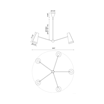 Brickell Chandelier - line drawing.