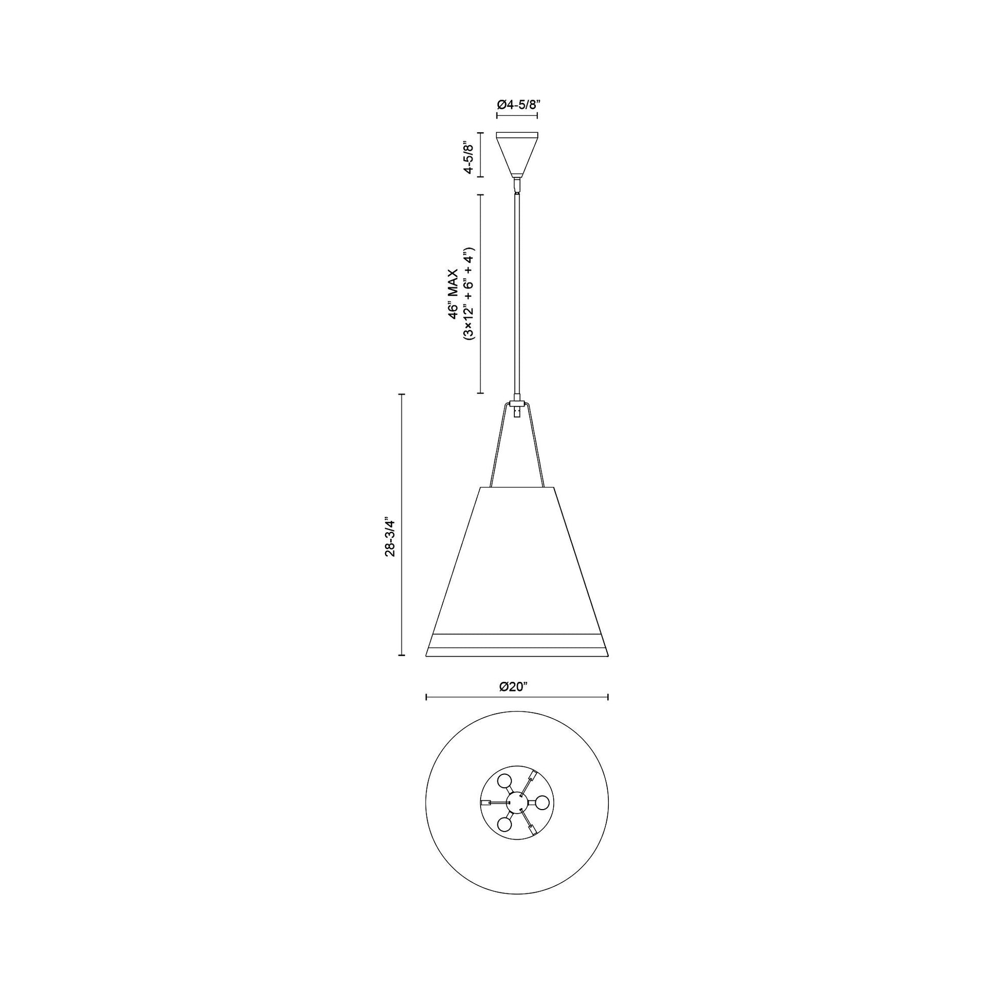 Brickell Pendant Light - line drawing.