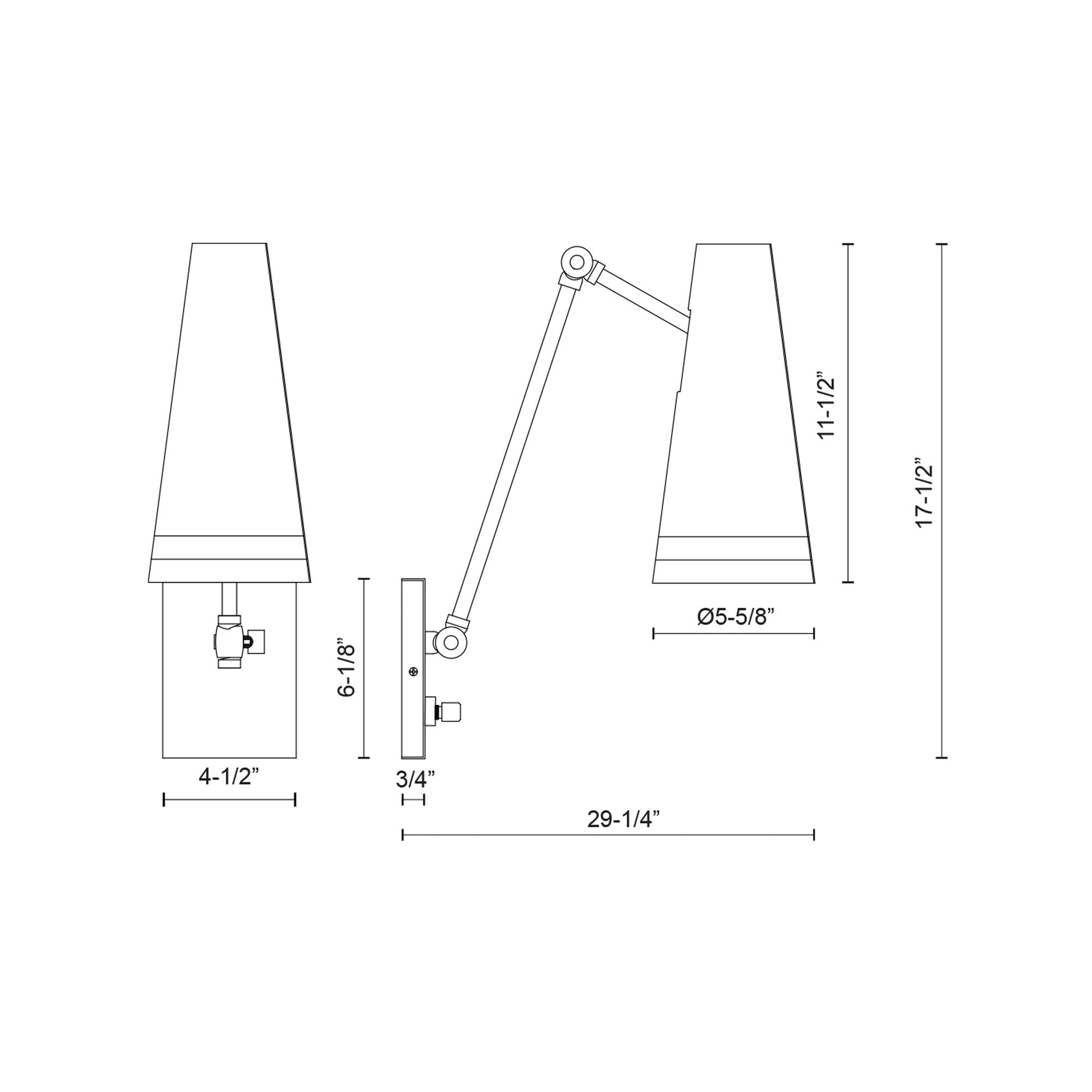 Brickell Wall Light - line drawing.