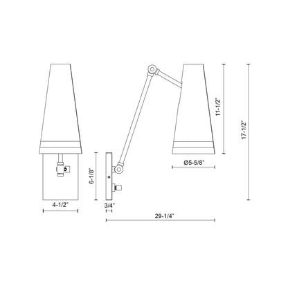 Brickell Wall Light - line drawing.