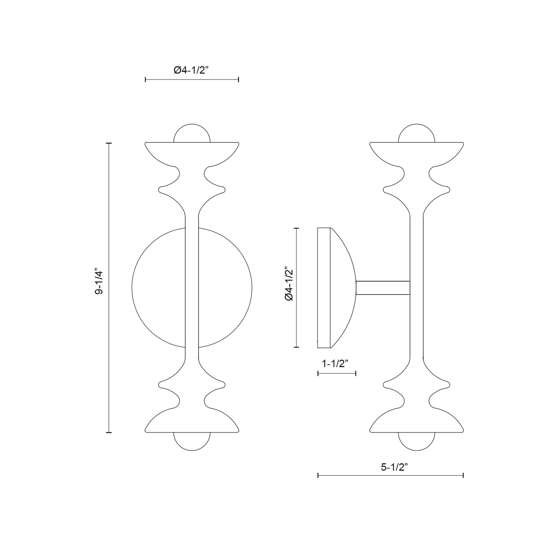 Cadence Wall Light - line drawing.