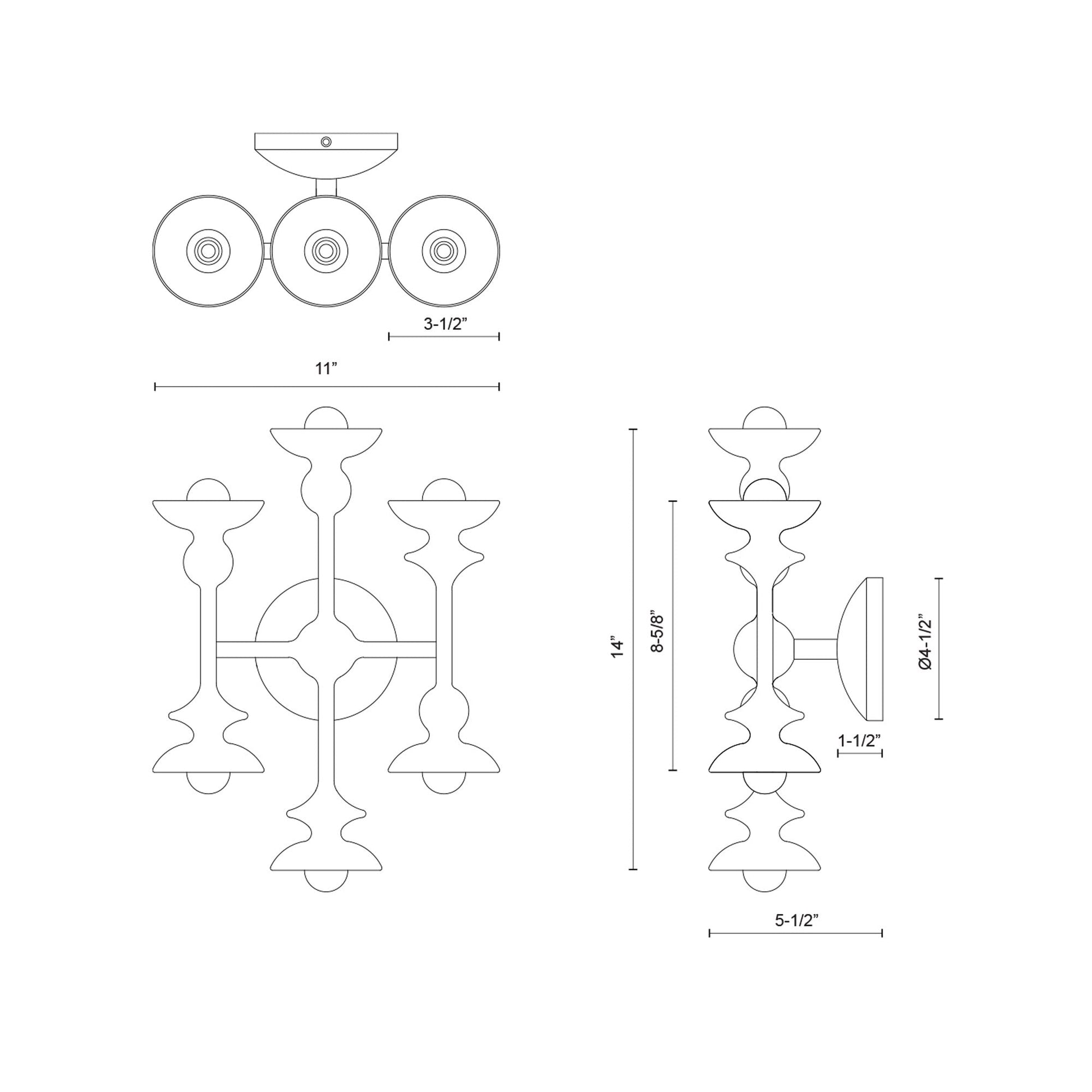Cadence Wall Light - line drawing.