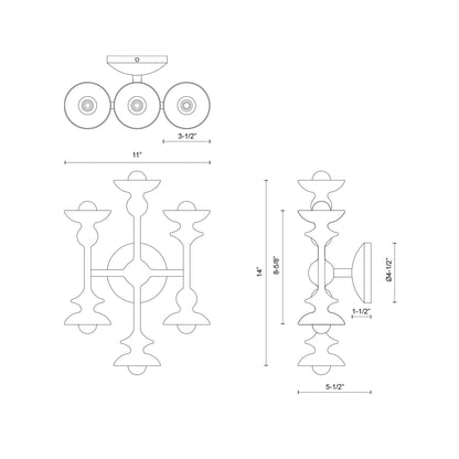 Cadence Wall Light - line drawing.