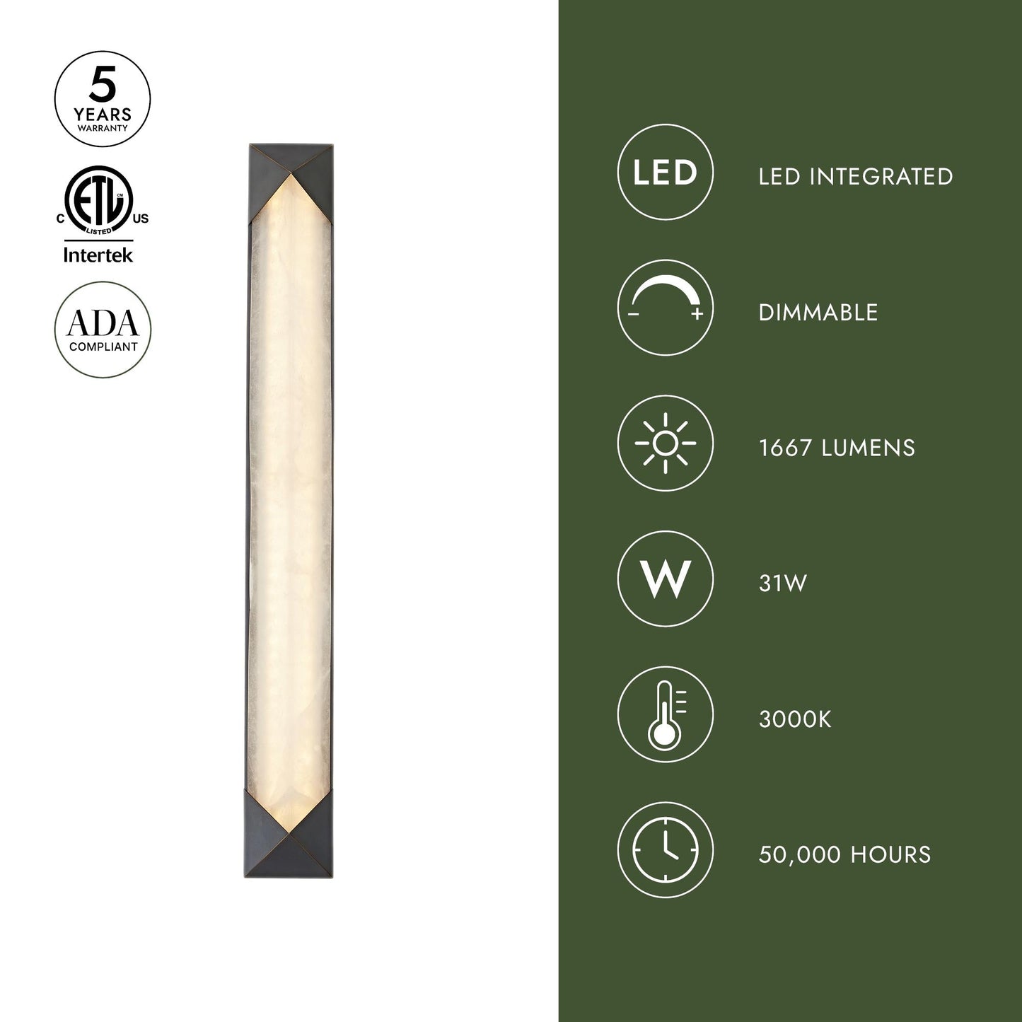 Caesar LED Vanity Wall Light in Detail.