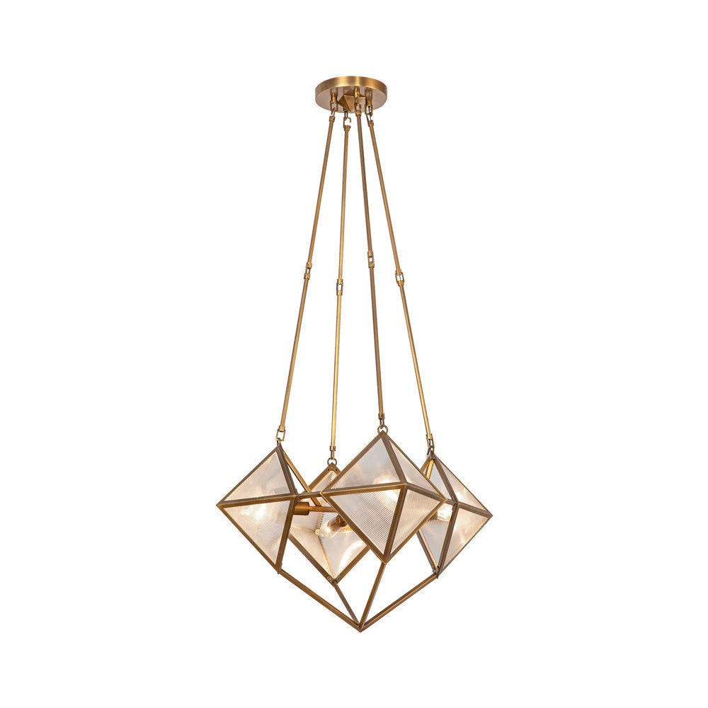 Cairo Chandelier in Vintage Brass (4-Light).
