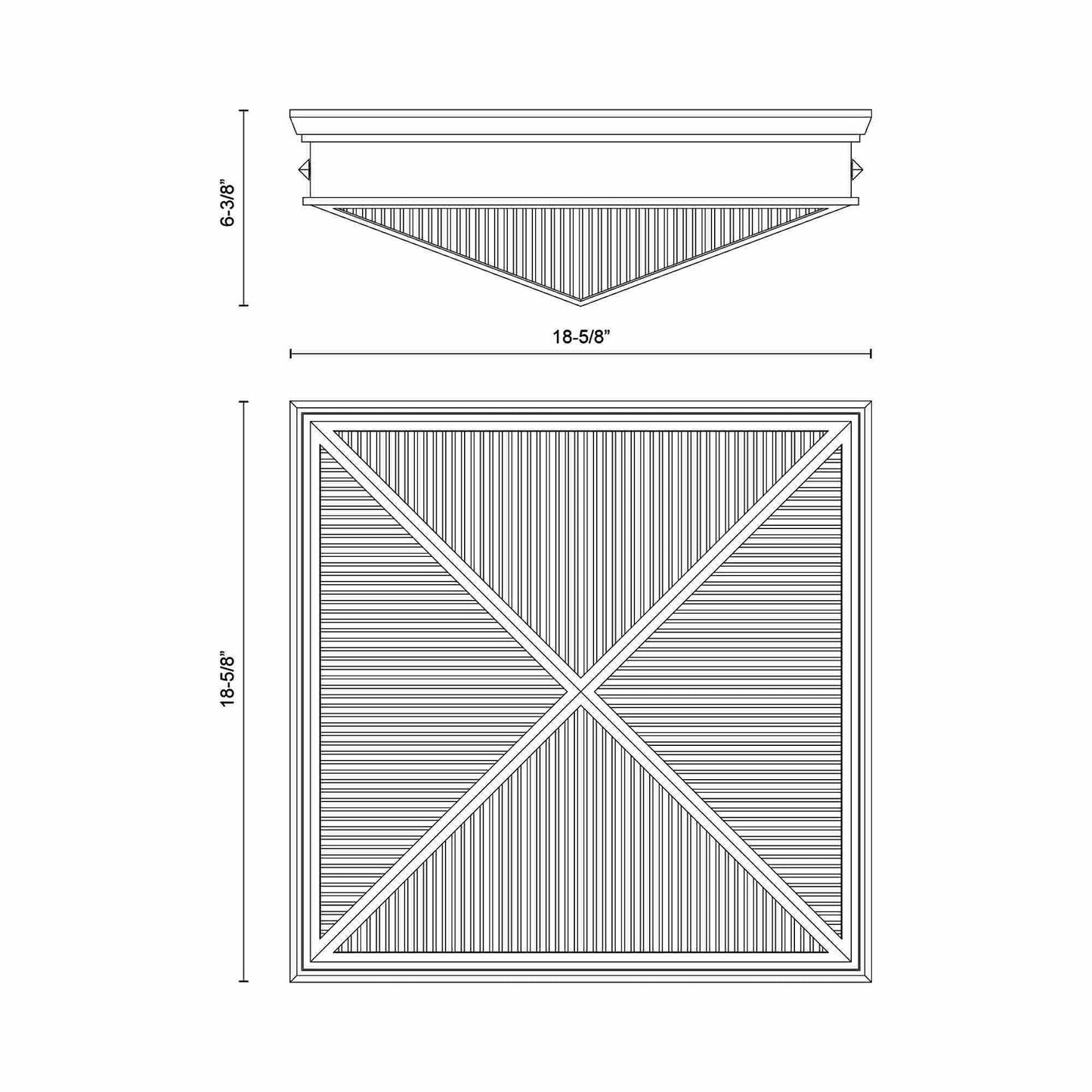 Cairo Flush Mount Ceiling Light - line drawing.