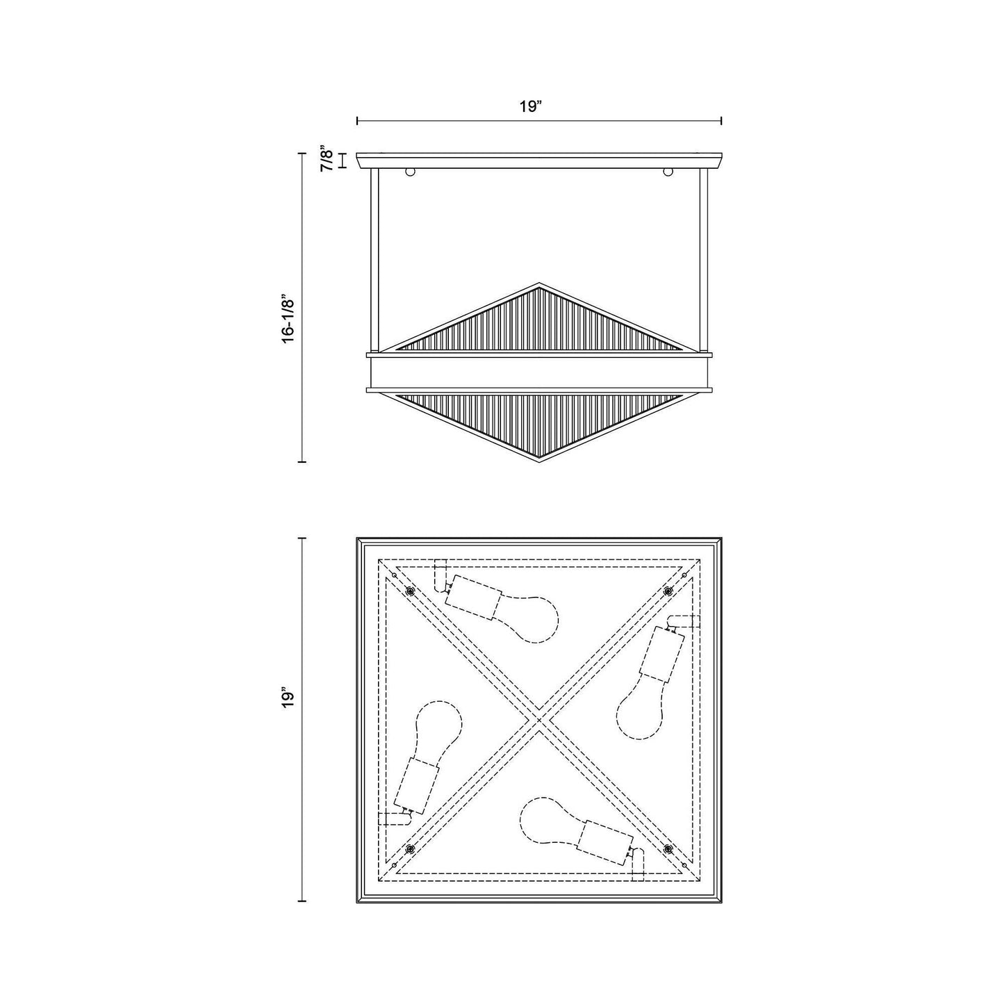 Cairo Semi Flush Mount Ceiling Light - line drawing.