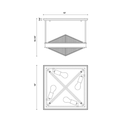 Cairo Semi Flush Mount Ceiling Light - line drawing.