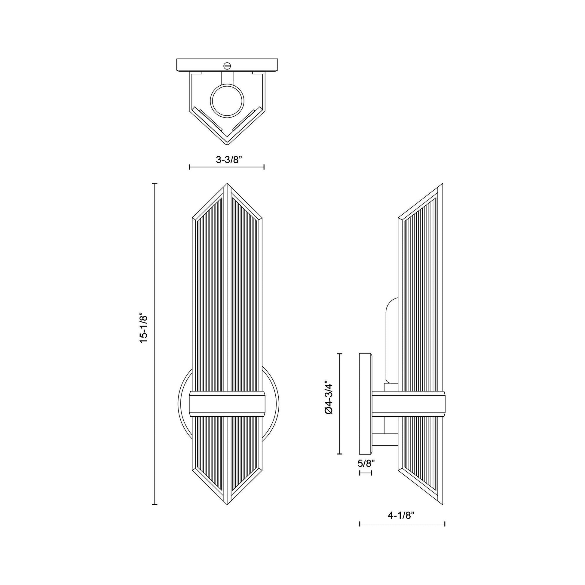 Cairo Vanity Wall Light - line drawing.