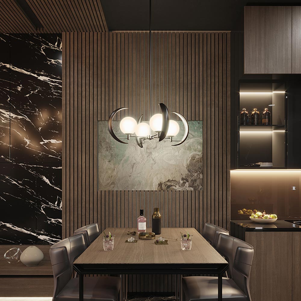 Celeste Chandelier in living room.