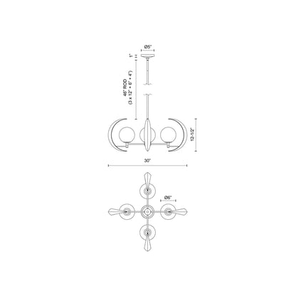 Celeste Chandelier - line drawing.