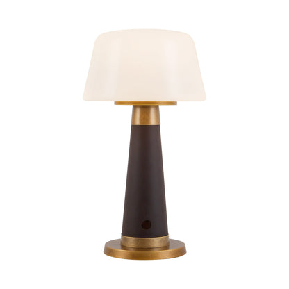 Clemence LED Table Lamp in Espresso Vegan Leather.