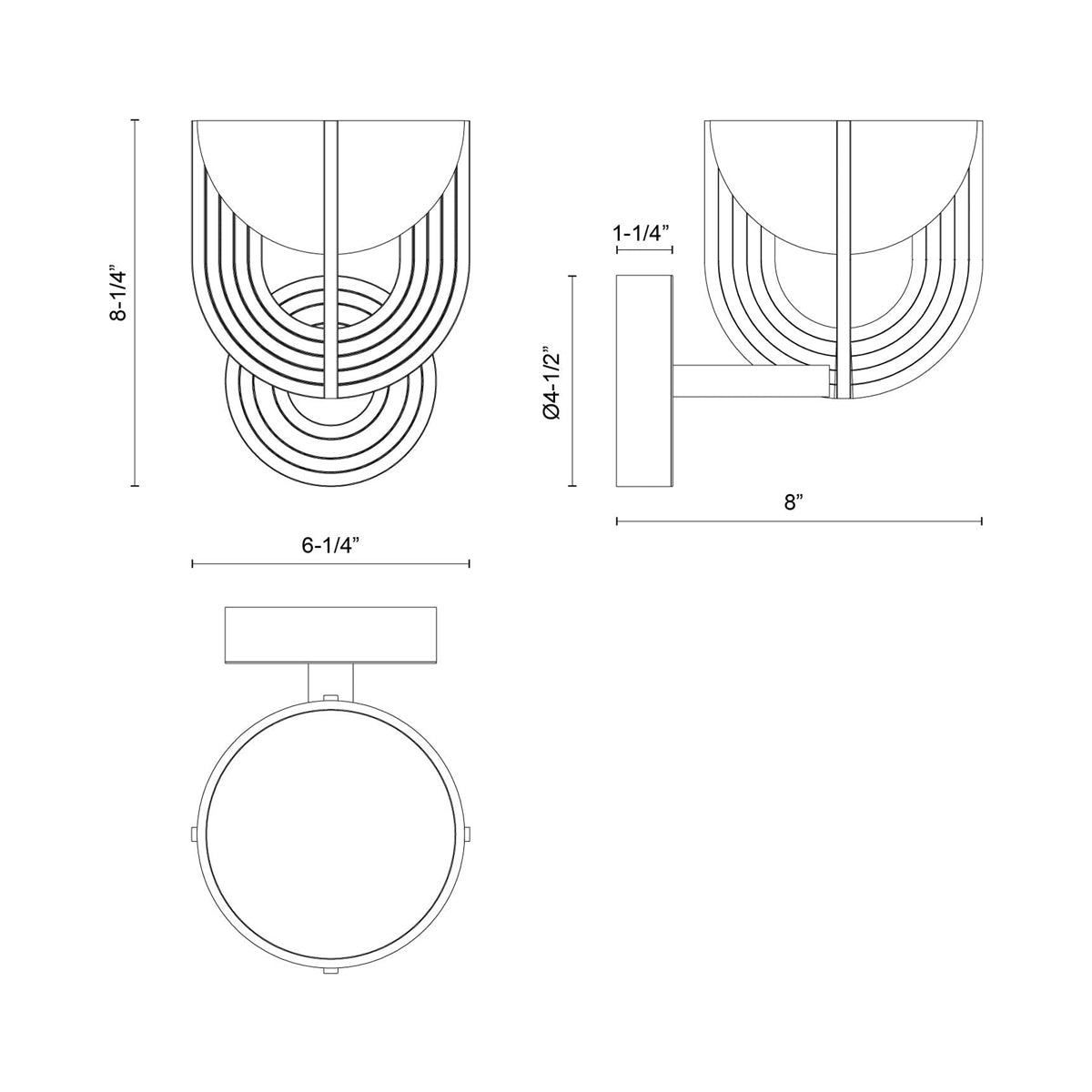 Colette LED Bath Wall Light - line drawing.