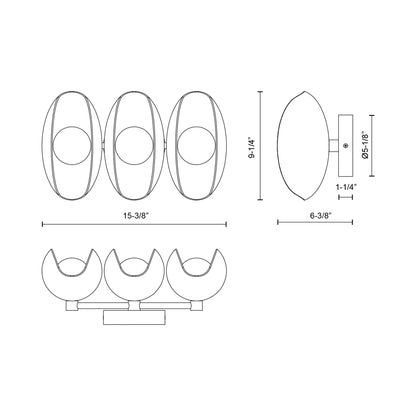 Cortez LED Bath Vanity Light - line drawing.