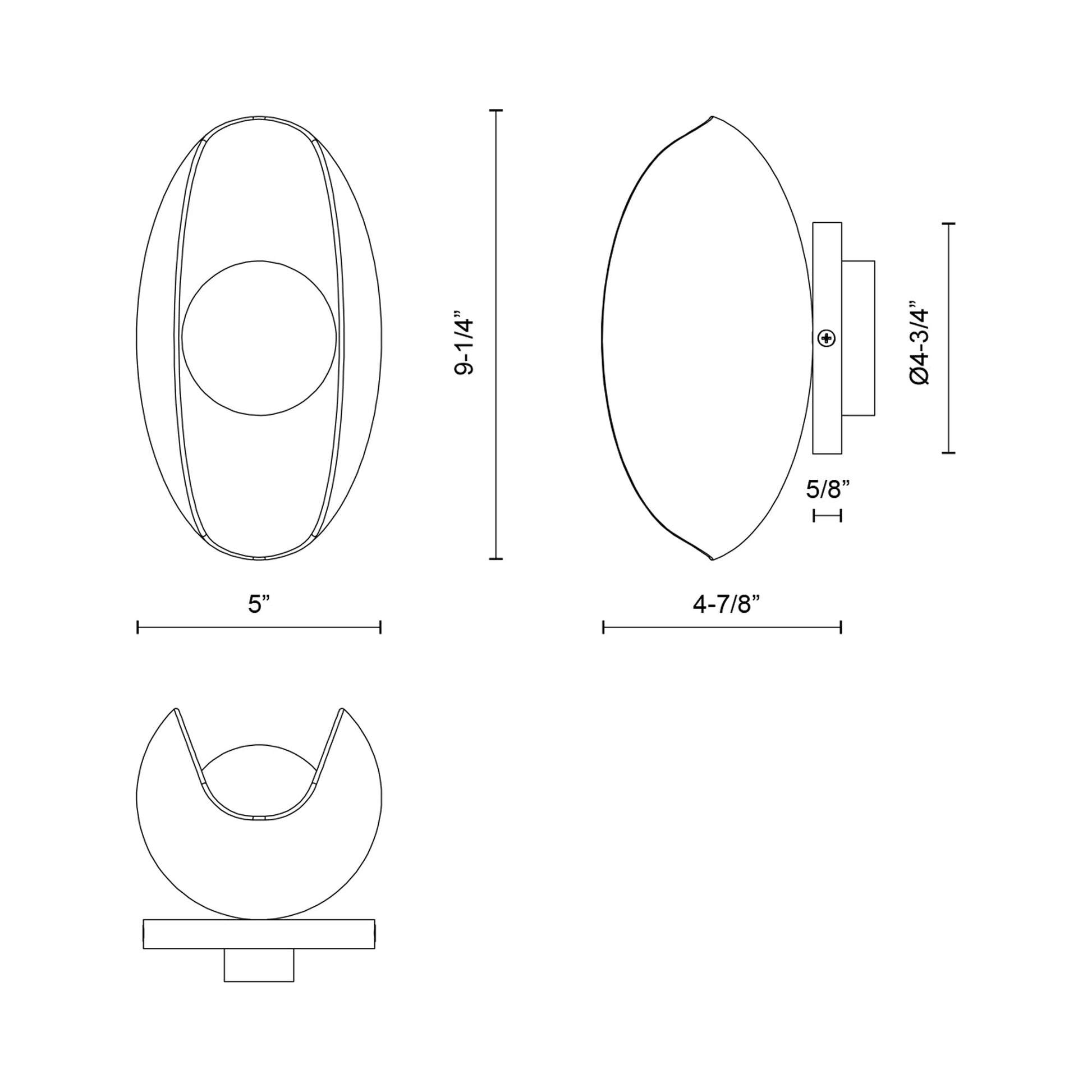 Cortez LED Bath Wall Light - line drawing.