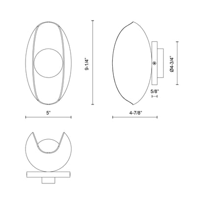 Cortez LED Bath Wall Light - line drawing.
