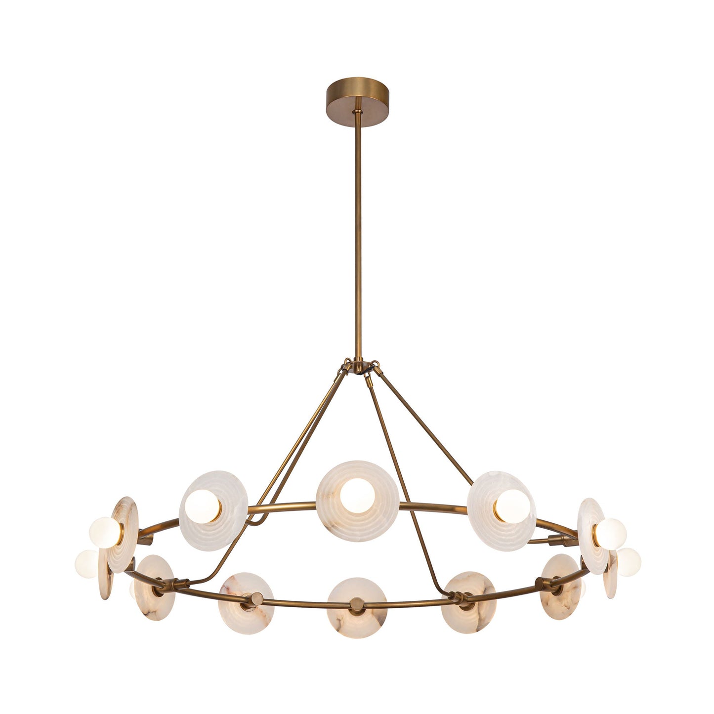 Dahlia LED Chandelier in Vintage Brass.