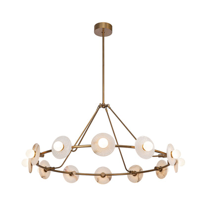 Dahlia LED Chandelier in Vintage Brass.