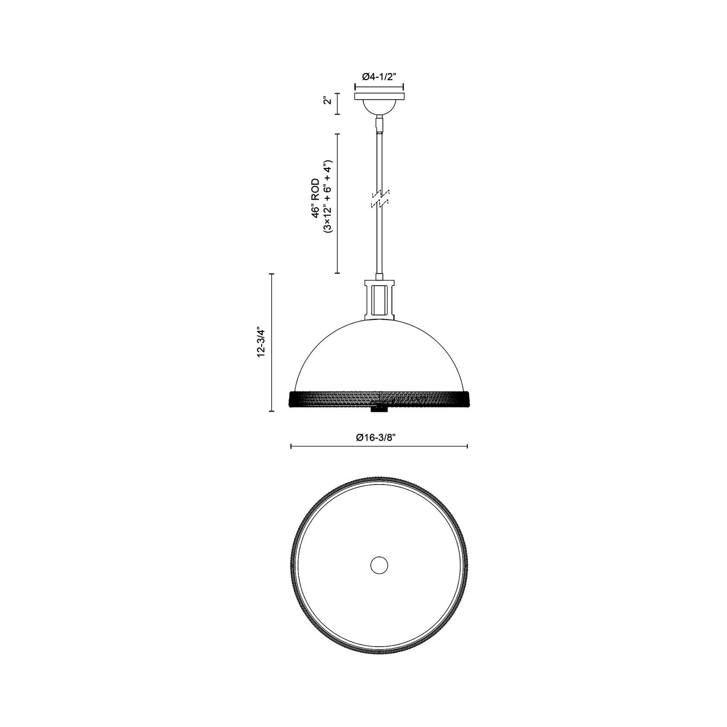 Doral Pendant Light - line drawing.