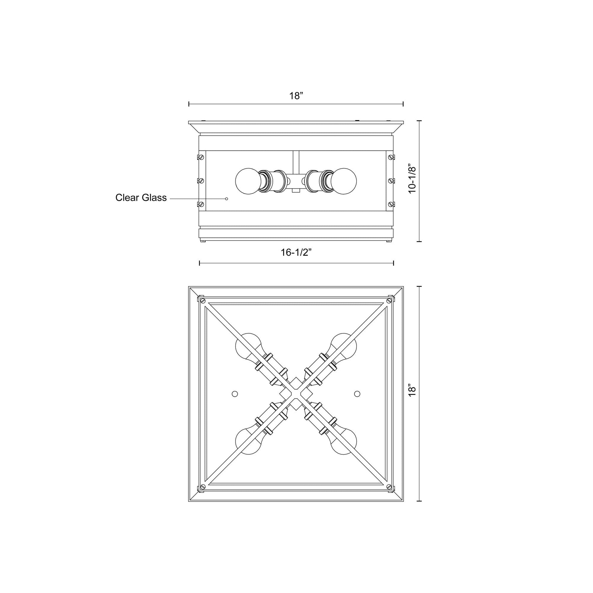 Douglas Flush Mount Ceiling Light - line drawing.