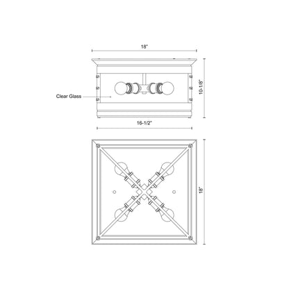 Douglas Flush Mount Ceiling Light - line drawing.
