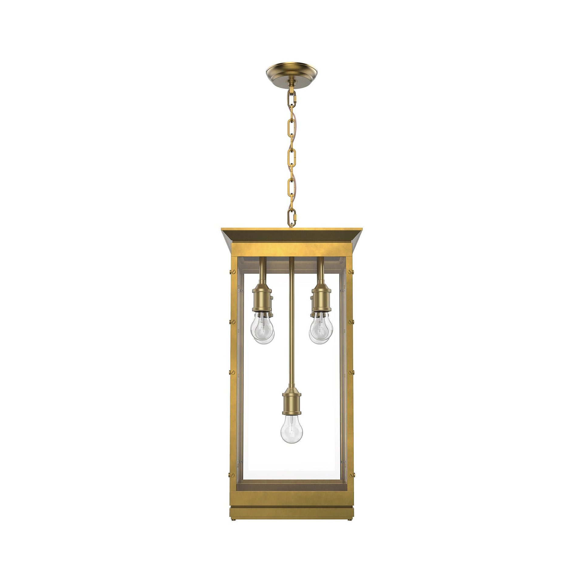 Douglas Vintage Brass Indoor/Outdoor 5-Light Square Lantern Chandelier