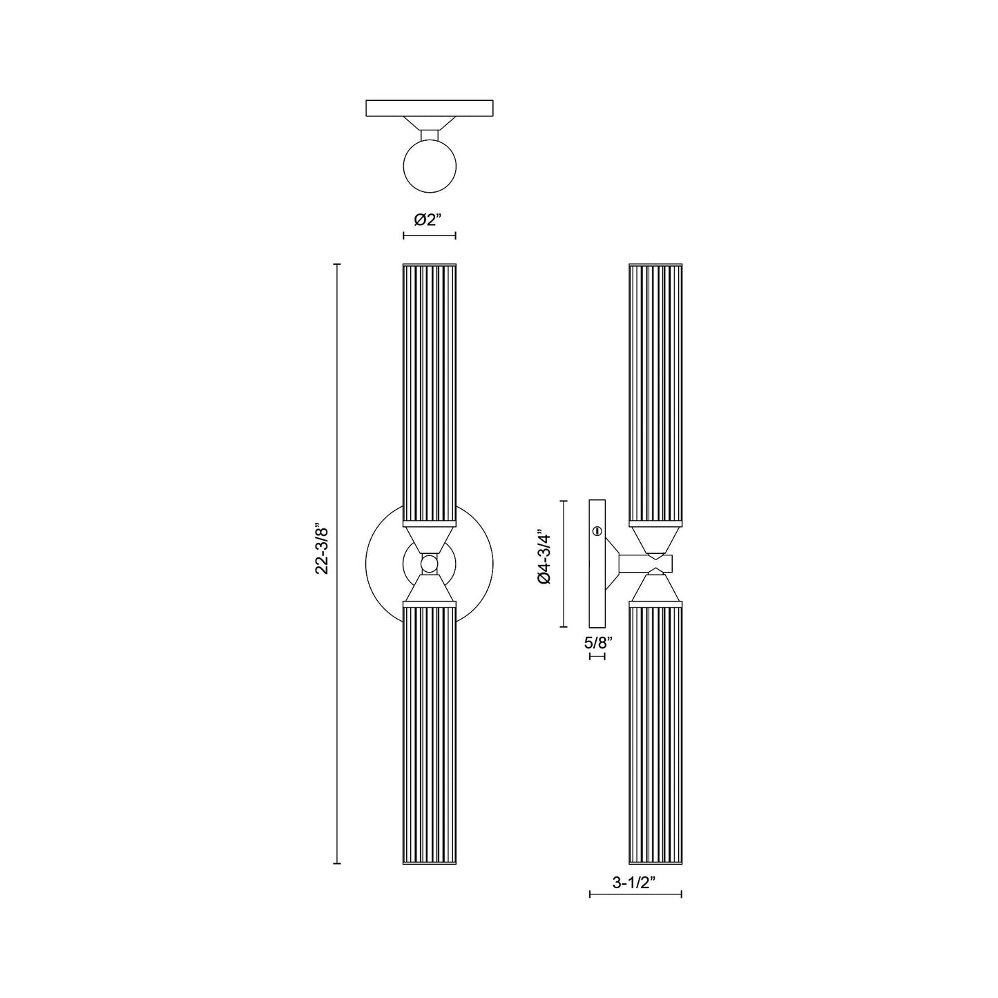 Edwin LED Wall Light - line drawing.