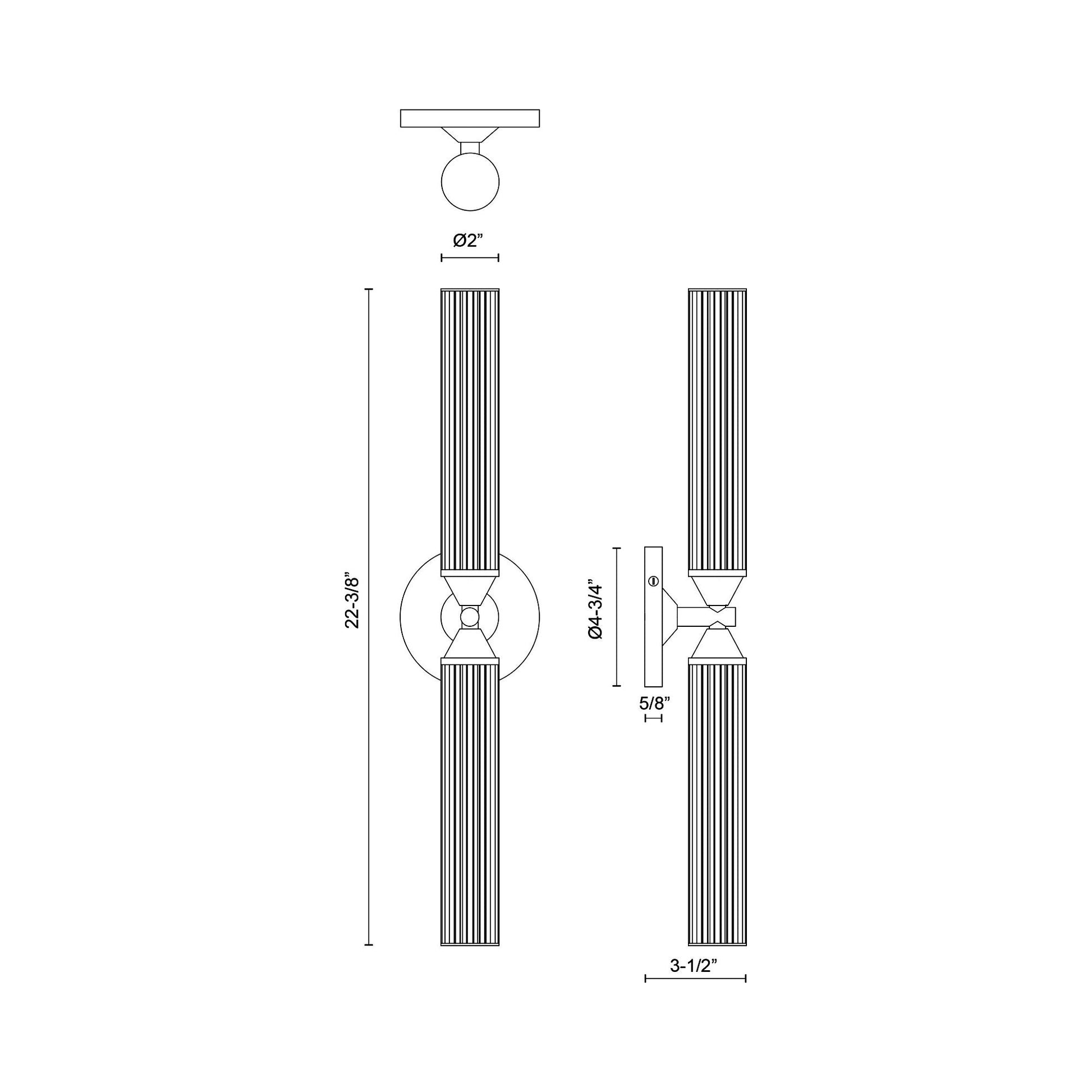 Edwin LED Wall Light - line drawing.