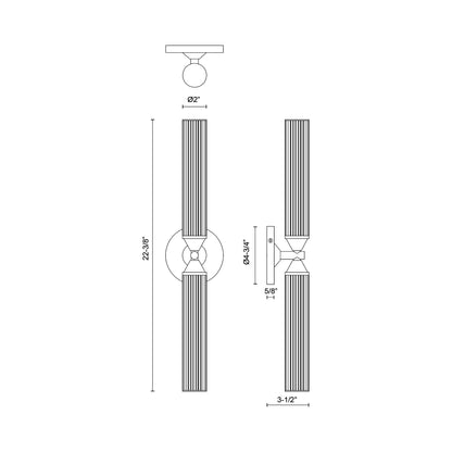 Edwin LED Wall Light - line drawing.