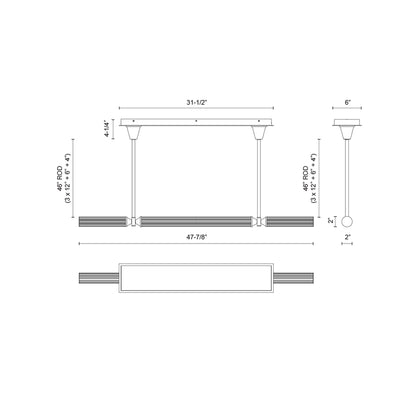 Edwin Linear LED Pendant Light - line drawing.