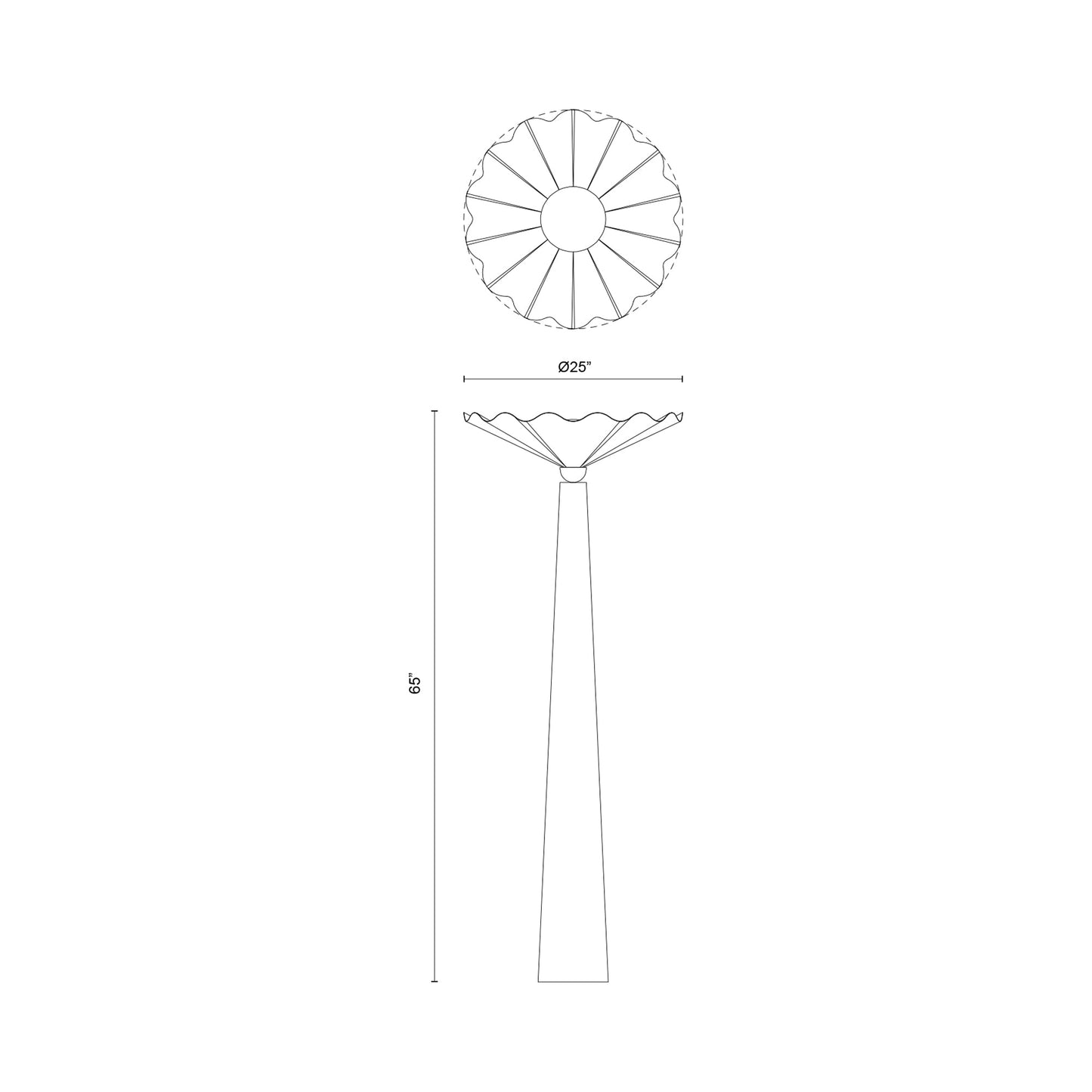 Furrow Floor Lamp - line drawing.