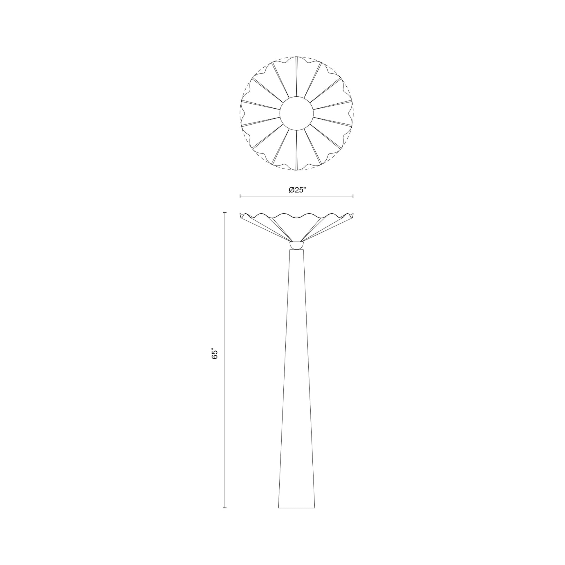 Furrow Floor Lamp - line drawing.