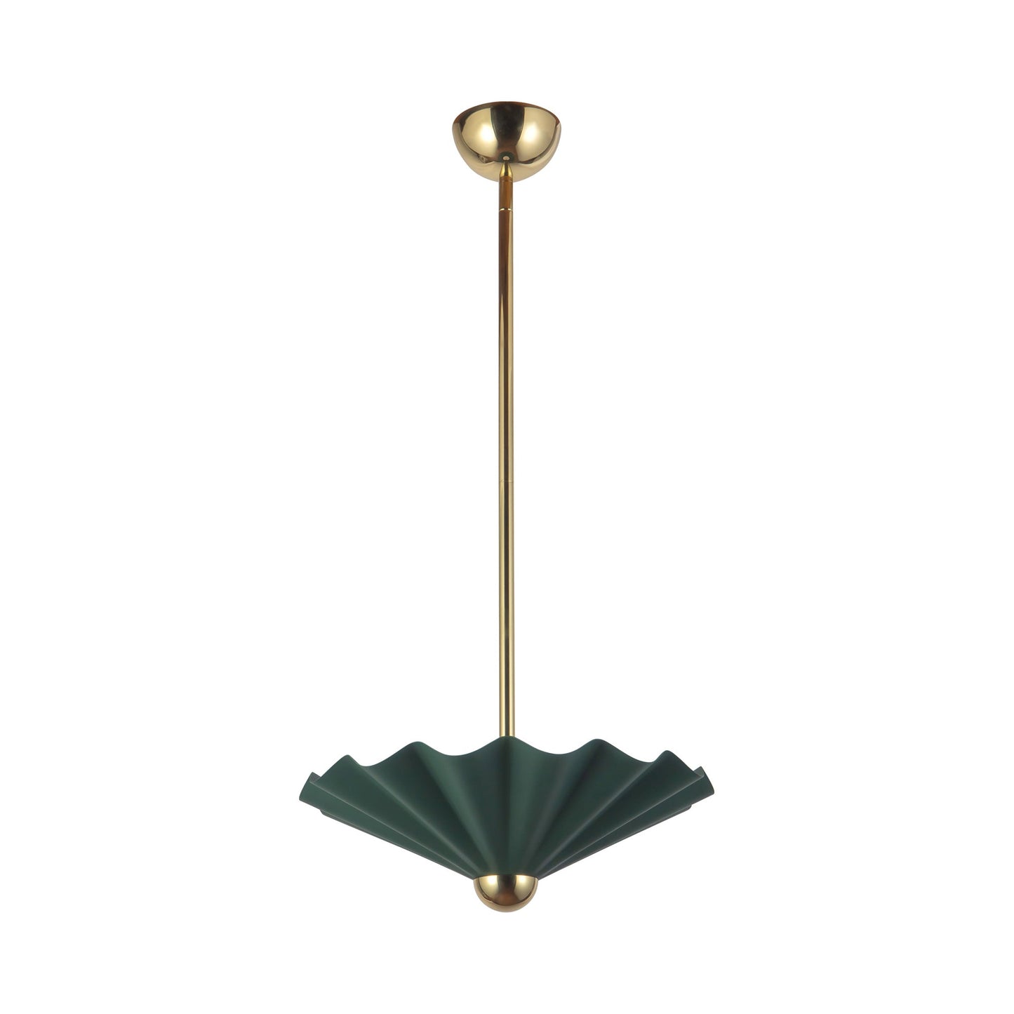 Furrow LED Pendant Light in Pine Green (16-Inch).