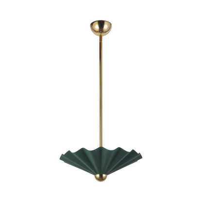 Furrow LED Pendant Light in Pine Green (16-Inch).