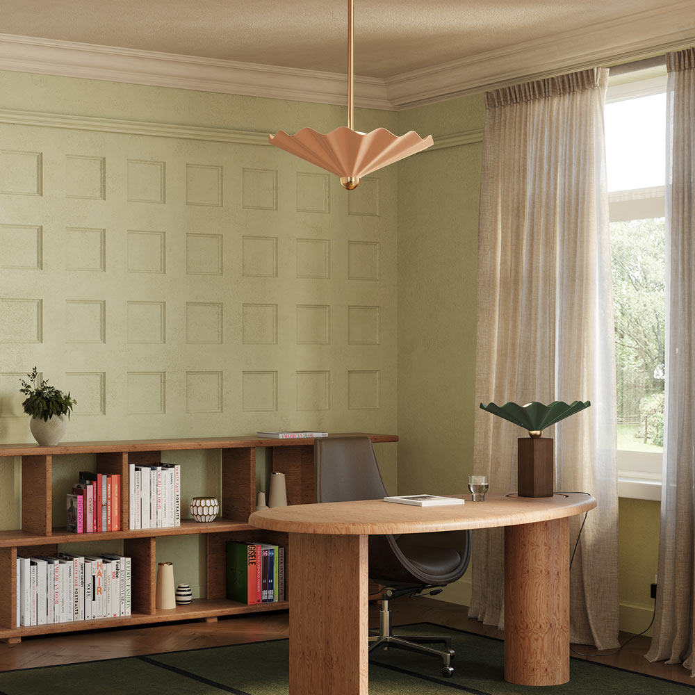 Furrow LED Pendant Light in living room.