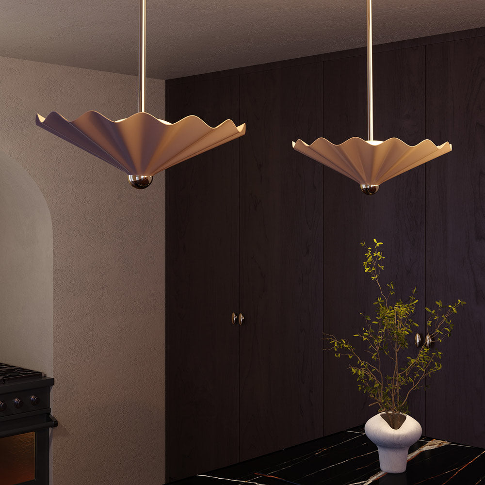 Furrow LED Pendant Light in dining room.