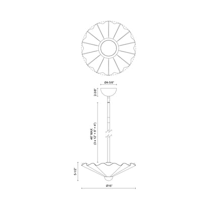 Furrow LED Pendant Light - line drawing.