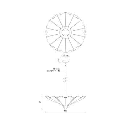 Furrow LED Pendant Light - line drawing.