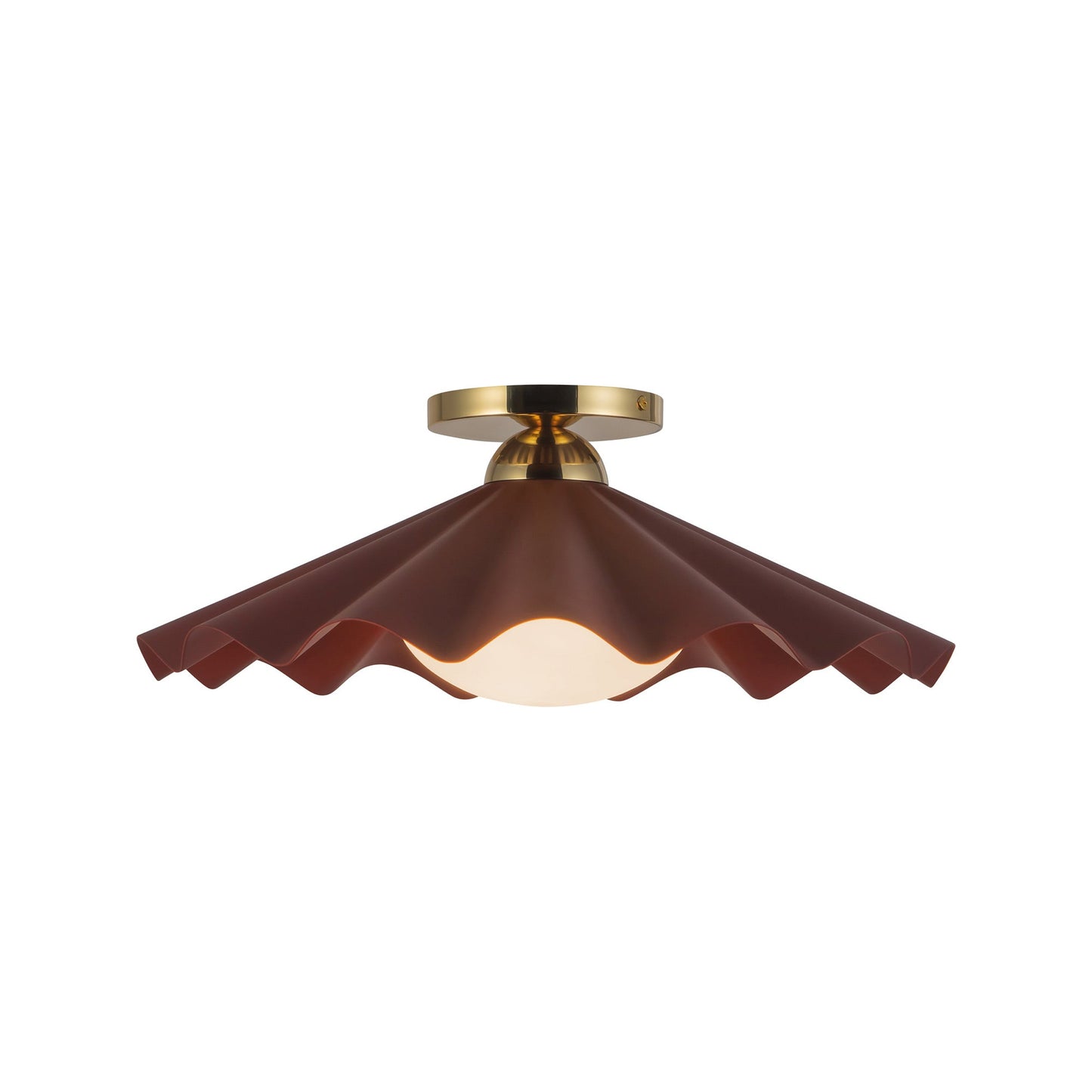 Furrow Semi Flush Mount Ceiling Light in Burgundy (16-Inch).