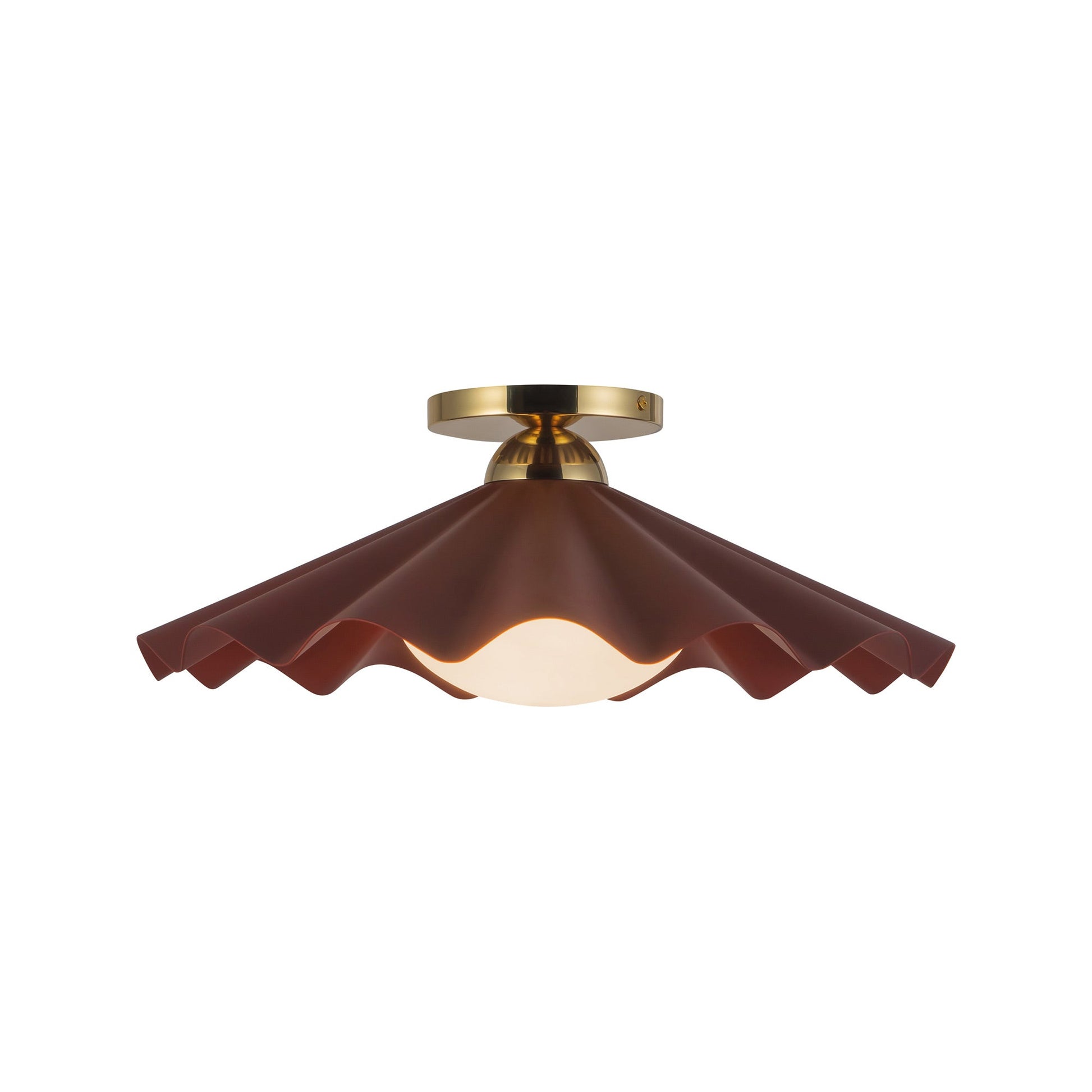 Furrow Semi Flush Mount Ceiling Light in Burgundy (16-Inch).