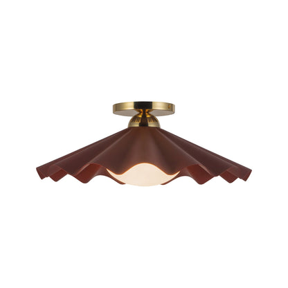 Furrow Semi Flush Mount Ceiling Light in Burgundy (16-Inch).