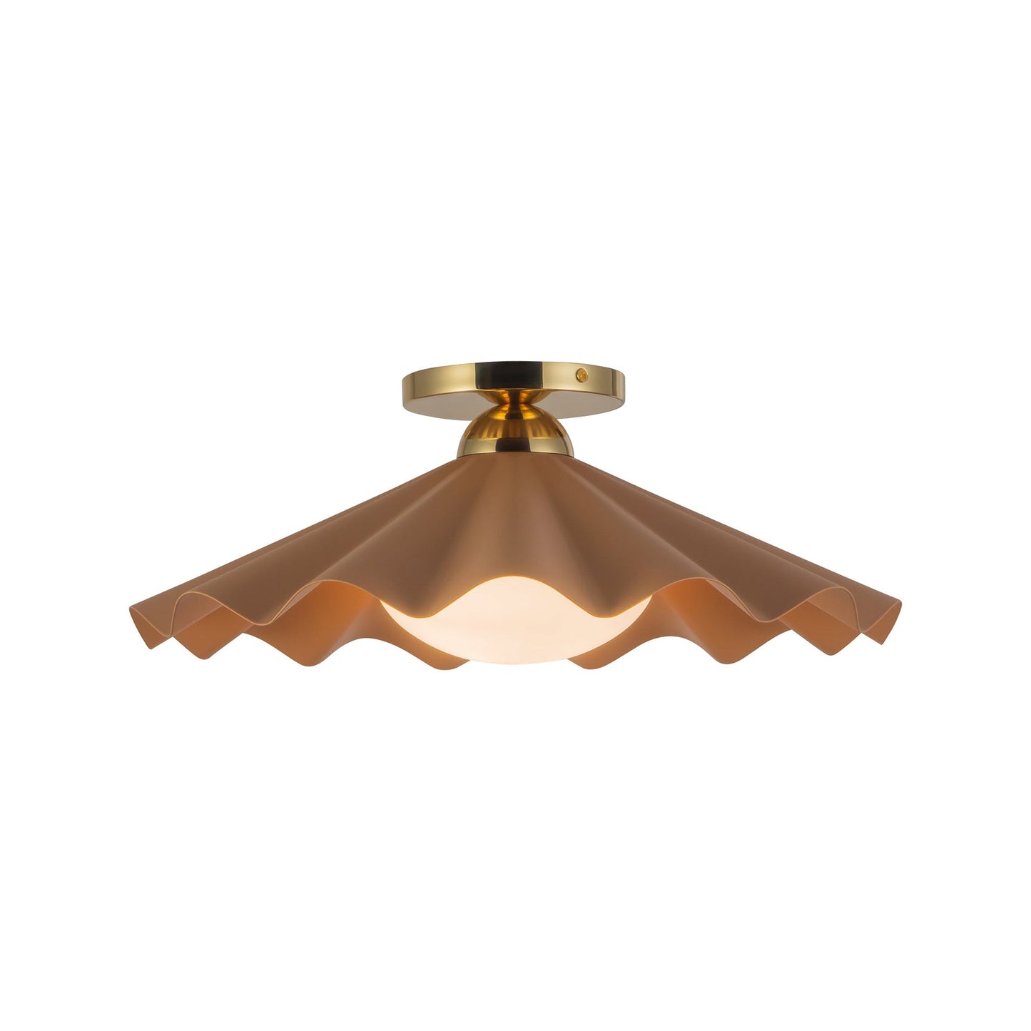 Furrow Semi Flush Mount Ceiling Light in Peach (16-Inch).