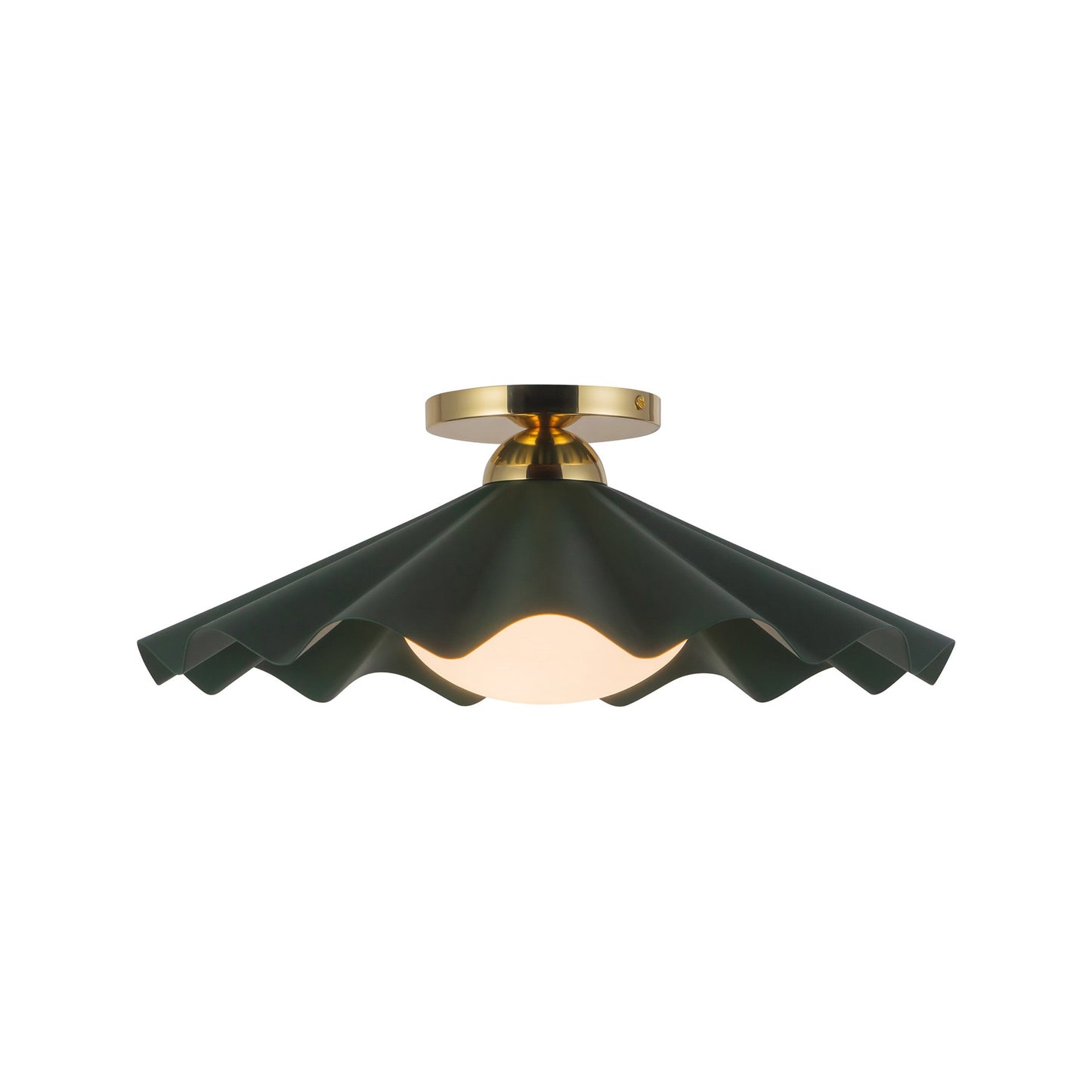 Furrow Semi Flush Mount Ceiling Light in Pine Green (16-Inch).