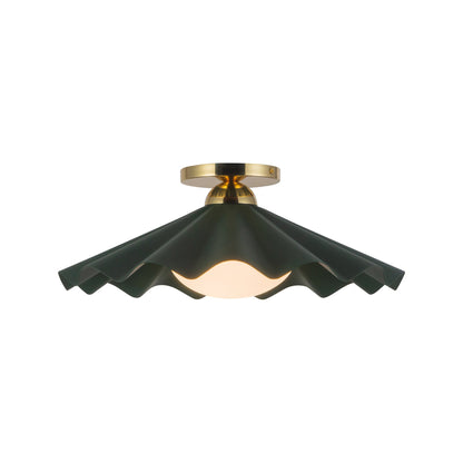 Furrow Semi Flush Mount Ceiling Light in Pine Green (16-Inch).