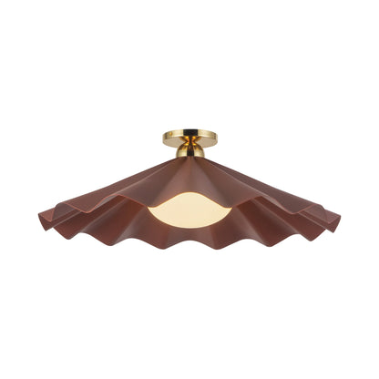Furrow Semi Flush Mount Ceiling Light in Burgundy (25-Inch).