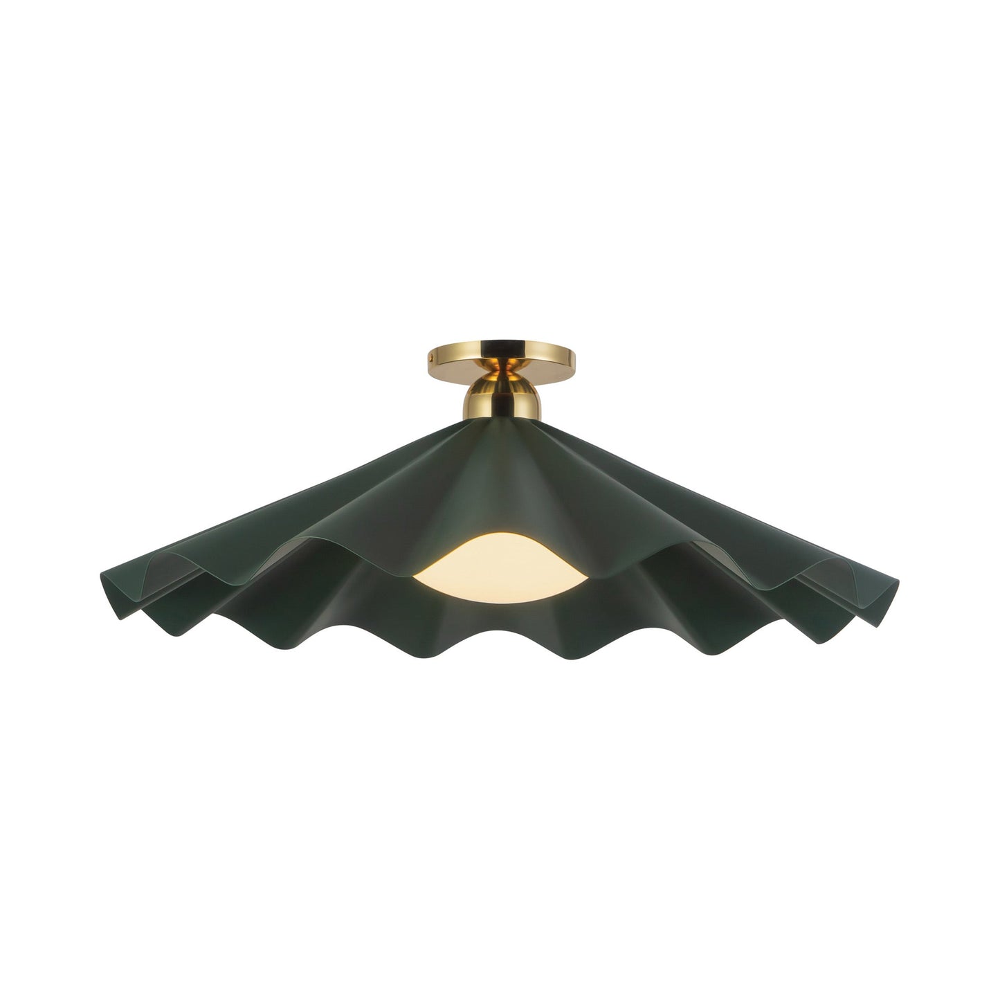 Furrow Semi Flush Mount Ceiling Light in Pine Green (25-Inch).