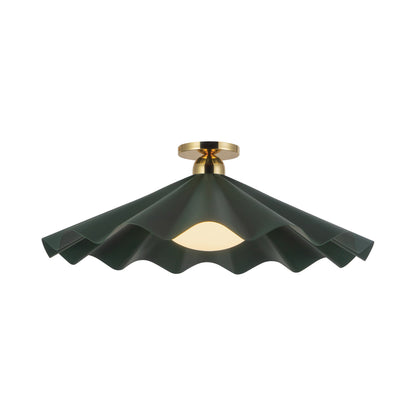 Furrow Semi Flush Mount Ceiling Light in Pine Green (25-Inch).
